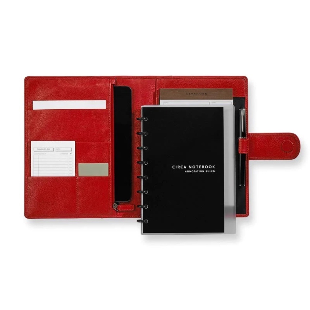 New Levenger Circa Junior Softfolio Planner in Red Leather in Box